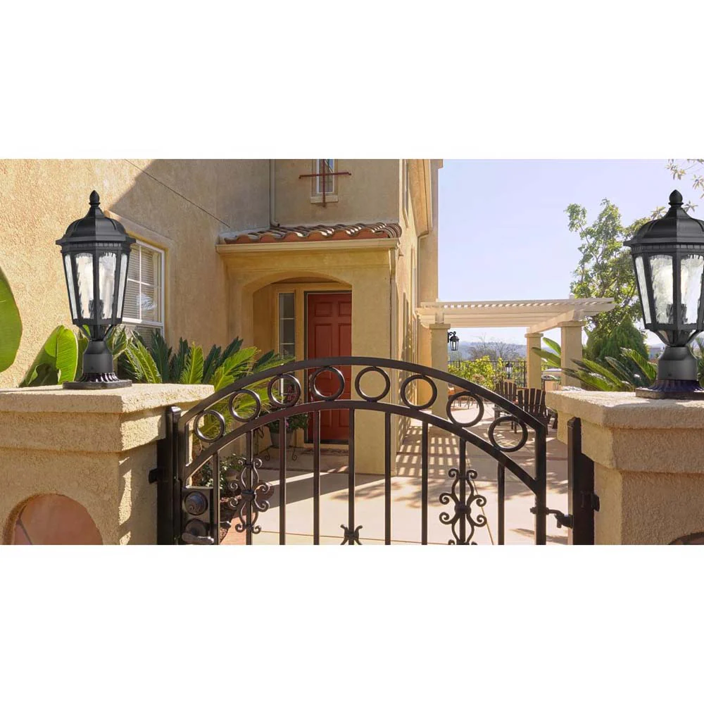 East River Outdoor 19.5-in Post Light Lantern Matte Black Finish w/ Clear Glass - Image 8