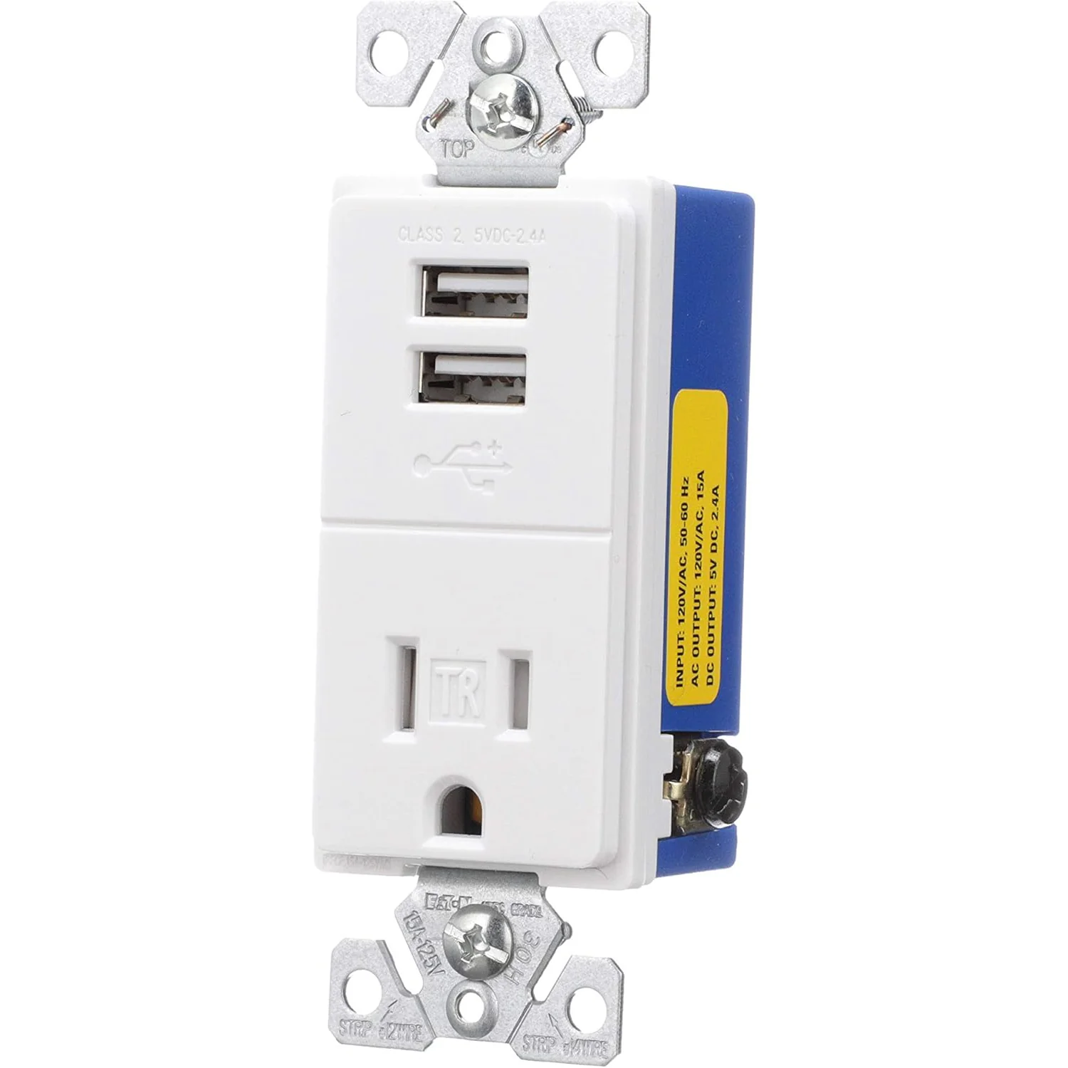 Eaton 2.4Apm USB Charger with 15Amp Electrical Outlet Tamper Resistant White - Image 2