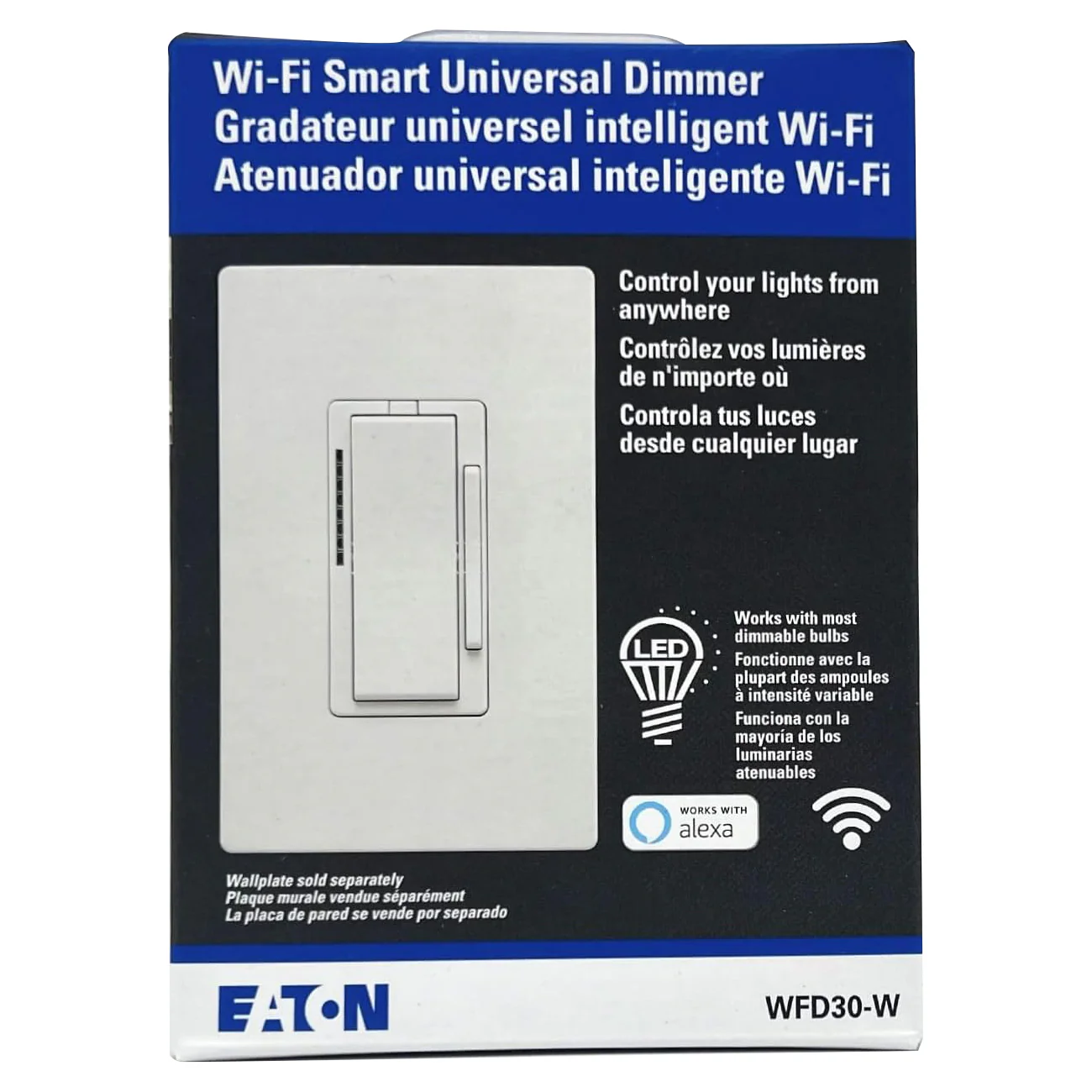 Eaton WiFi Smart Universal Dimmer Switch Compatible with Alexa in White Finish - Image 3