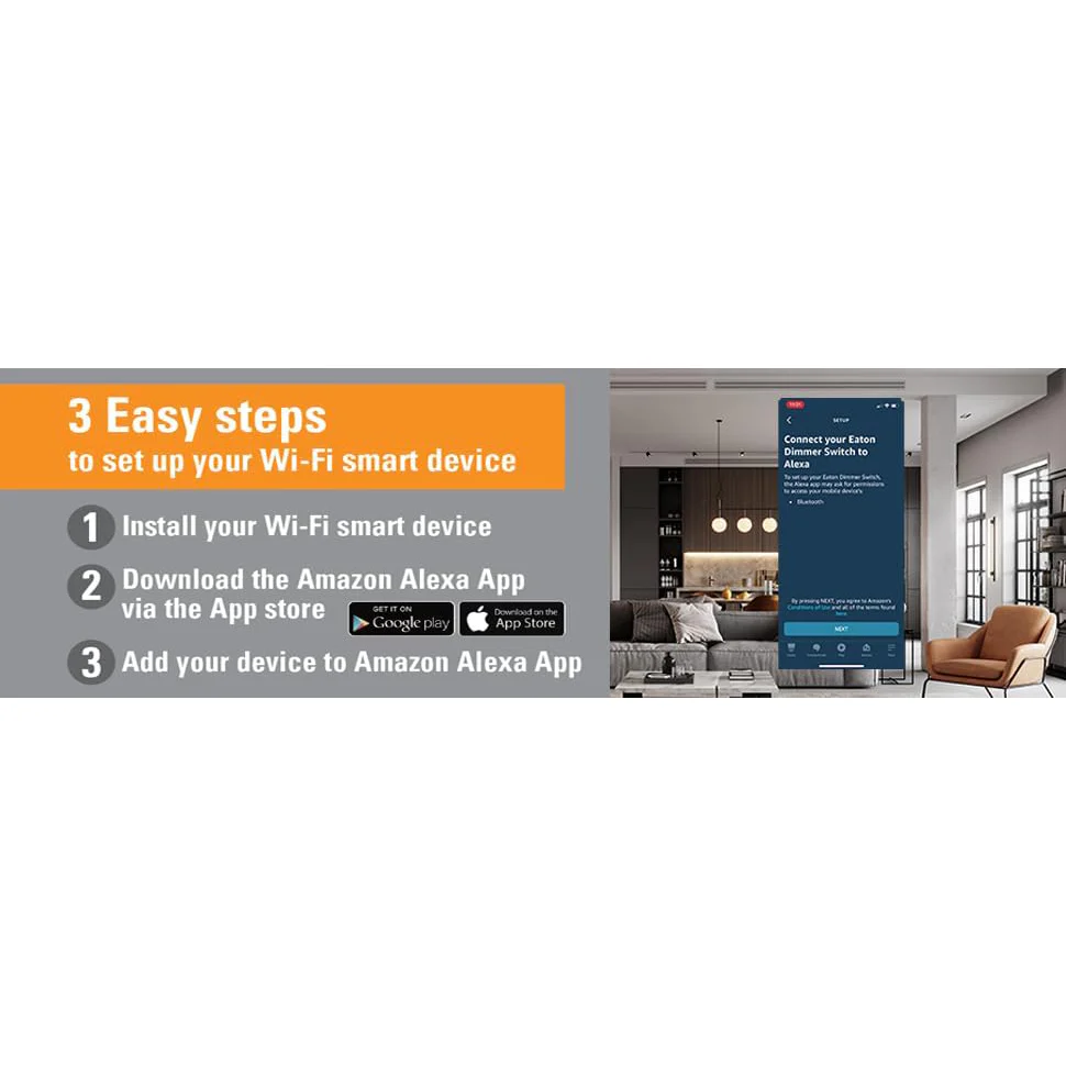 Eaton WiFi Smart Universal Dimmer Switch Compatible with Alexa in White Finish - Image 4