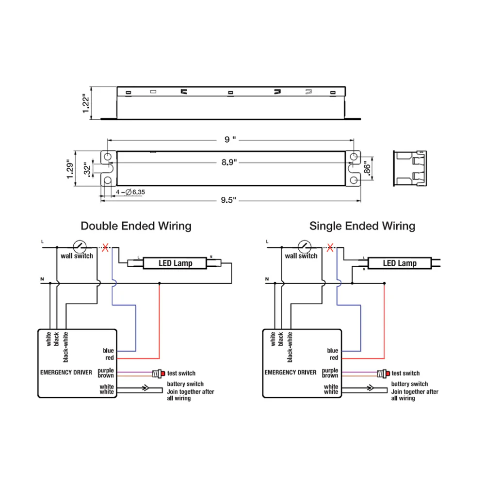 5w Emergency battery backup and LED driver for LED T8 and T5 ballast bypass lamps - Image 2