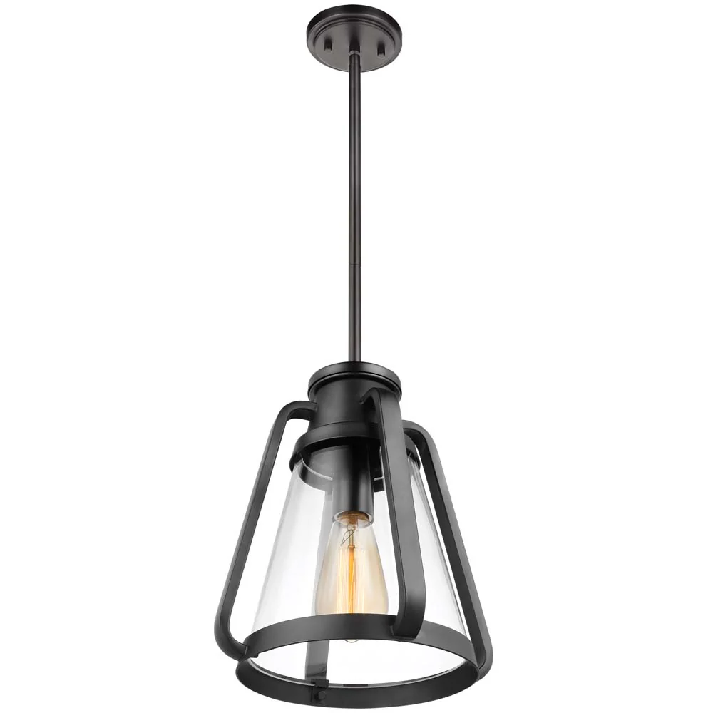 Everett 1-Light 10-in Pendant Matte Black with Clear Glass - Image 4