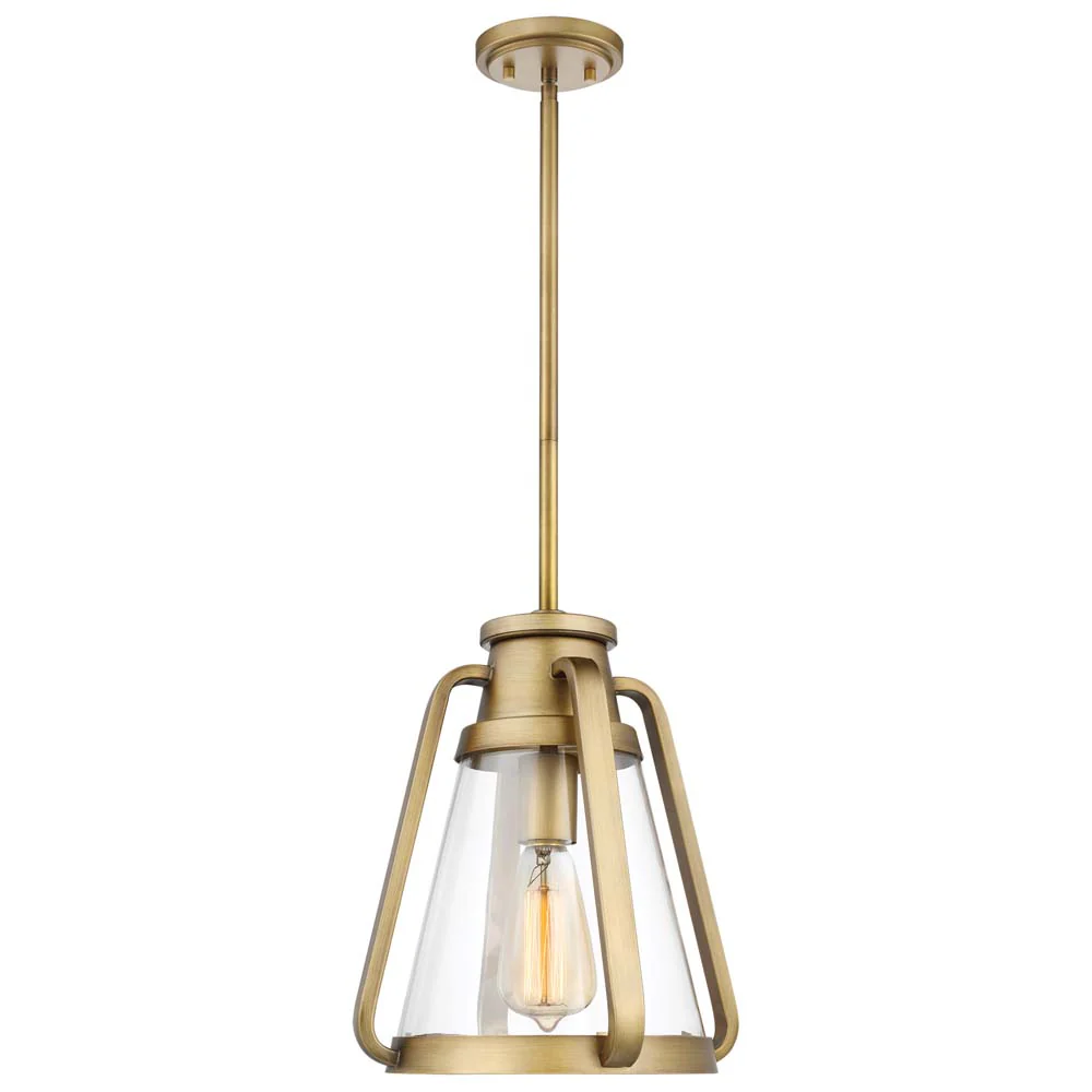 Everett 1-Light 10-in Pendant Natural Brass with Clear Glass - Image 2