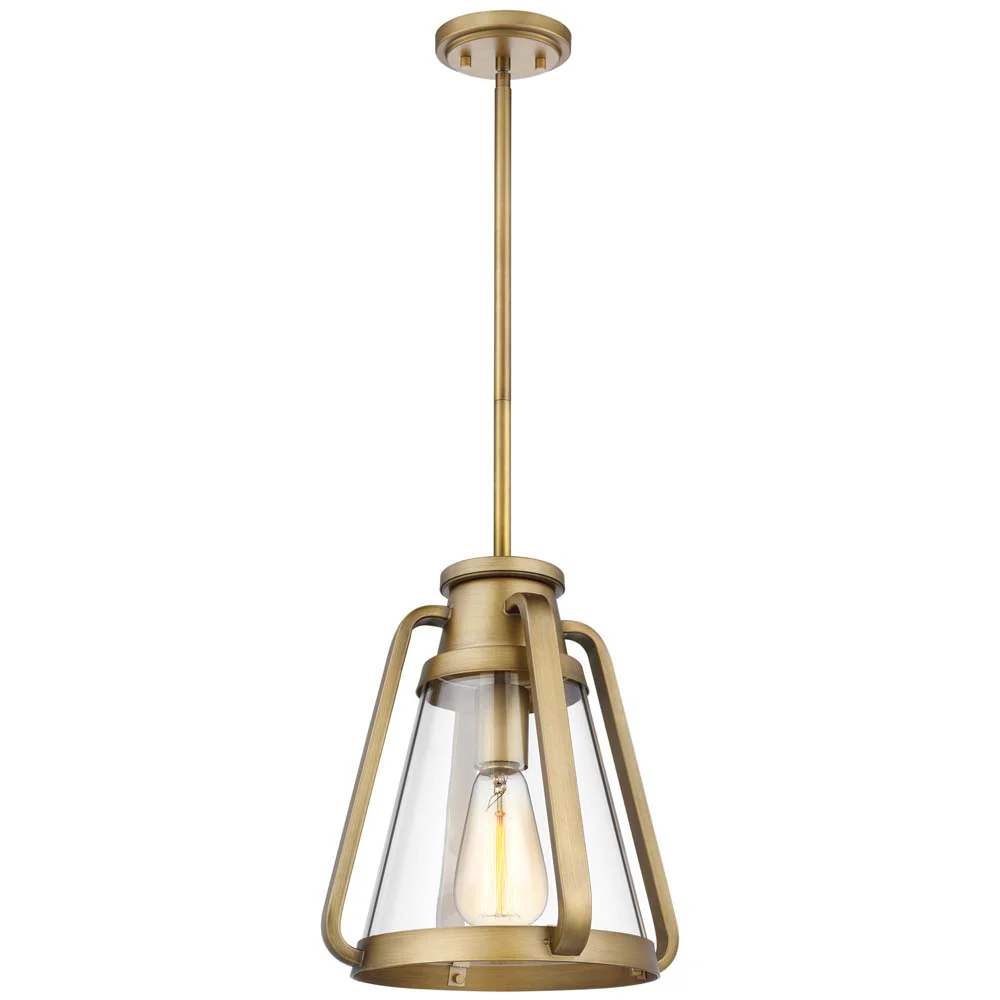 Everett 1-Light 10-in Pendant Natural Brass with Clear Glass - Image 3