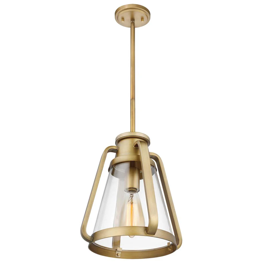 Everett 1-Light 10-in Pendant Natural Brass with Clear Glass - Image 4