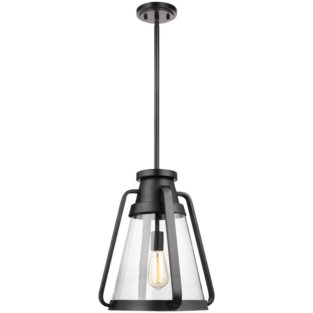 Everett 1-Light 14-in Pendant Matte Black with Clear Glass - Image 2