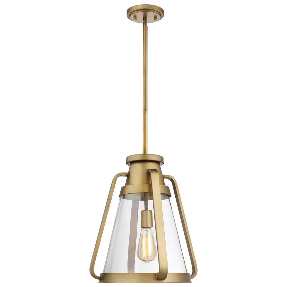 Everett 1-Light 14-in Pendant Natural Brass with Clear Glass - Image 2