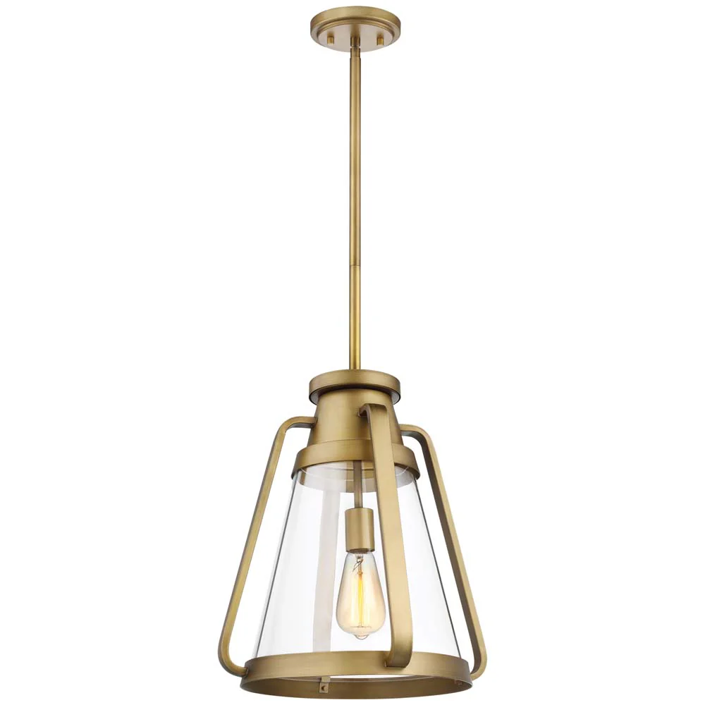 Everett 1-Light 14-in Pendant Natural Brass with Clear Glass - Image 3