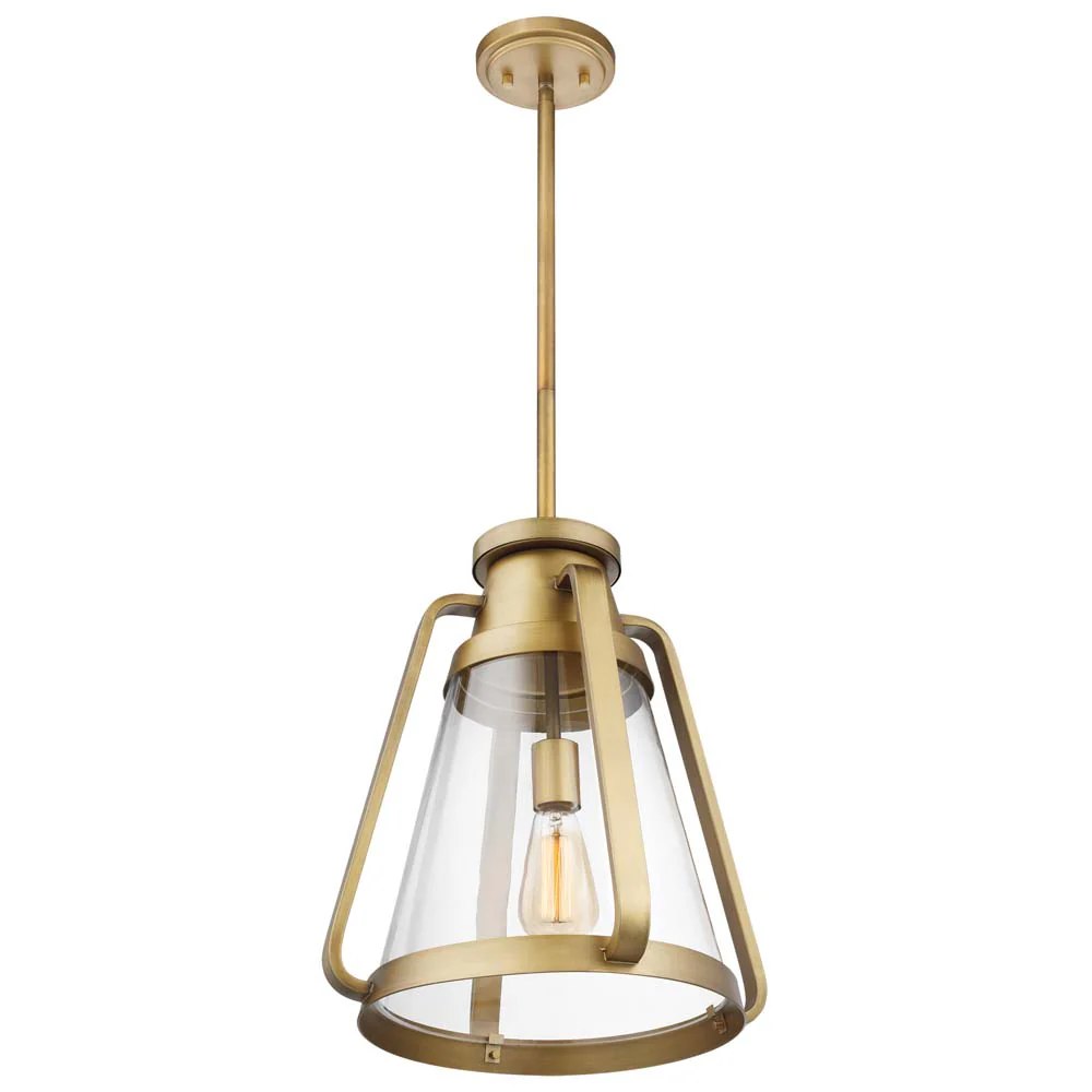Everett 1-Light 14-in Pendant Natural Brass with Clear Glass - Image 4