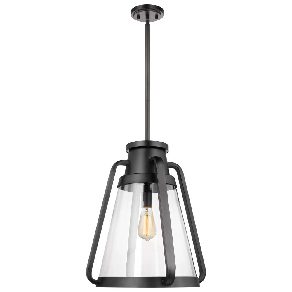 Everett 1-Light 18-in Pendant Matte Black with Clear Glass - Image 2