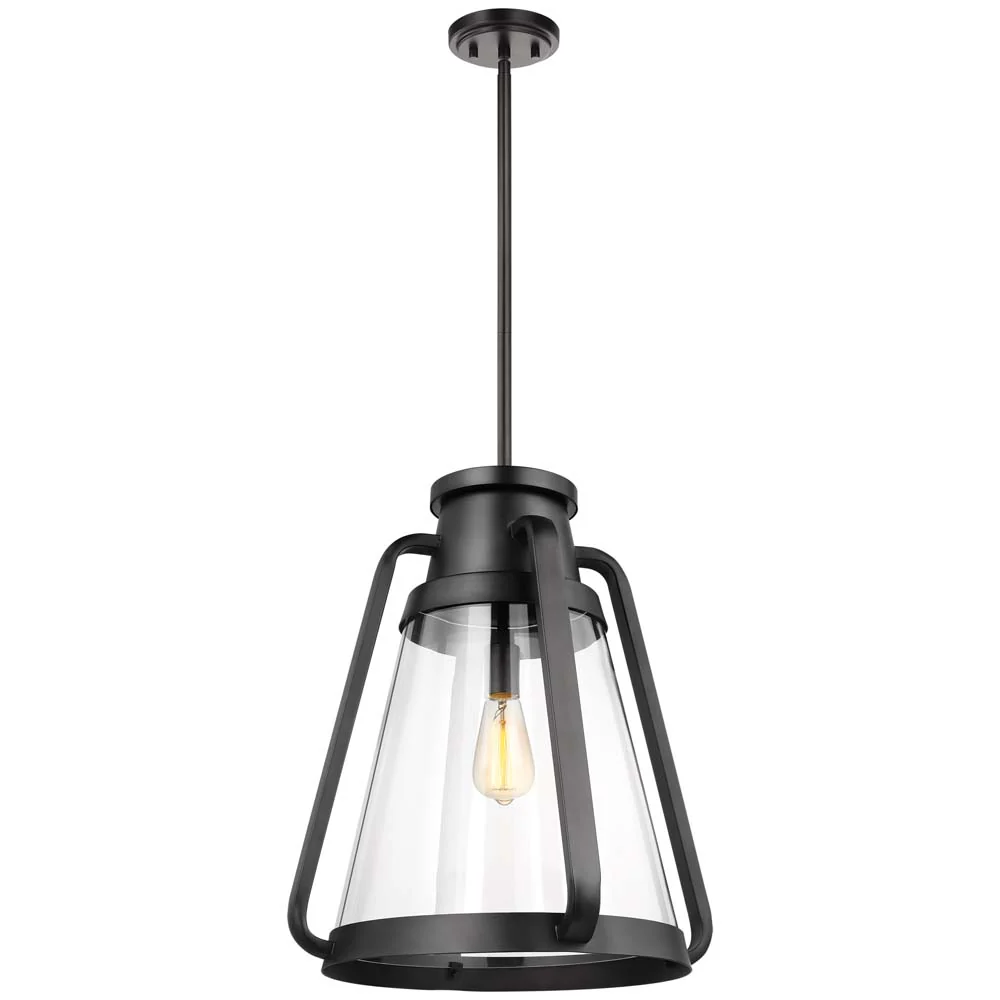 Everett 1-Light 18-in Pendant Matte Black with Clear Glass - Image 3
