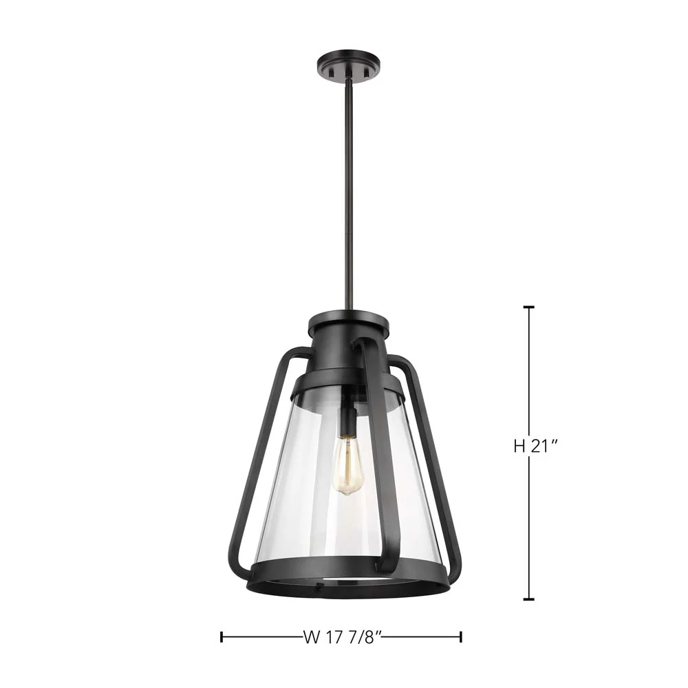 Everett 1-Light 18-in Pendant Matte Black with Clear Glass - Image 6