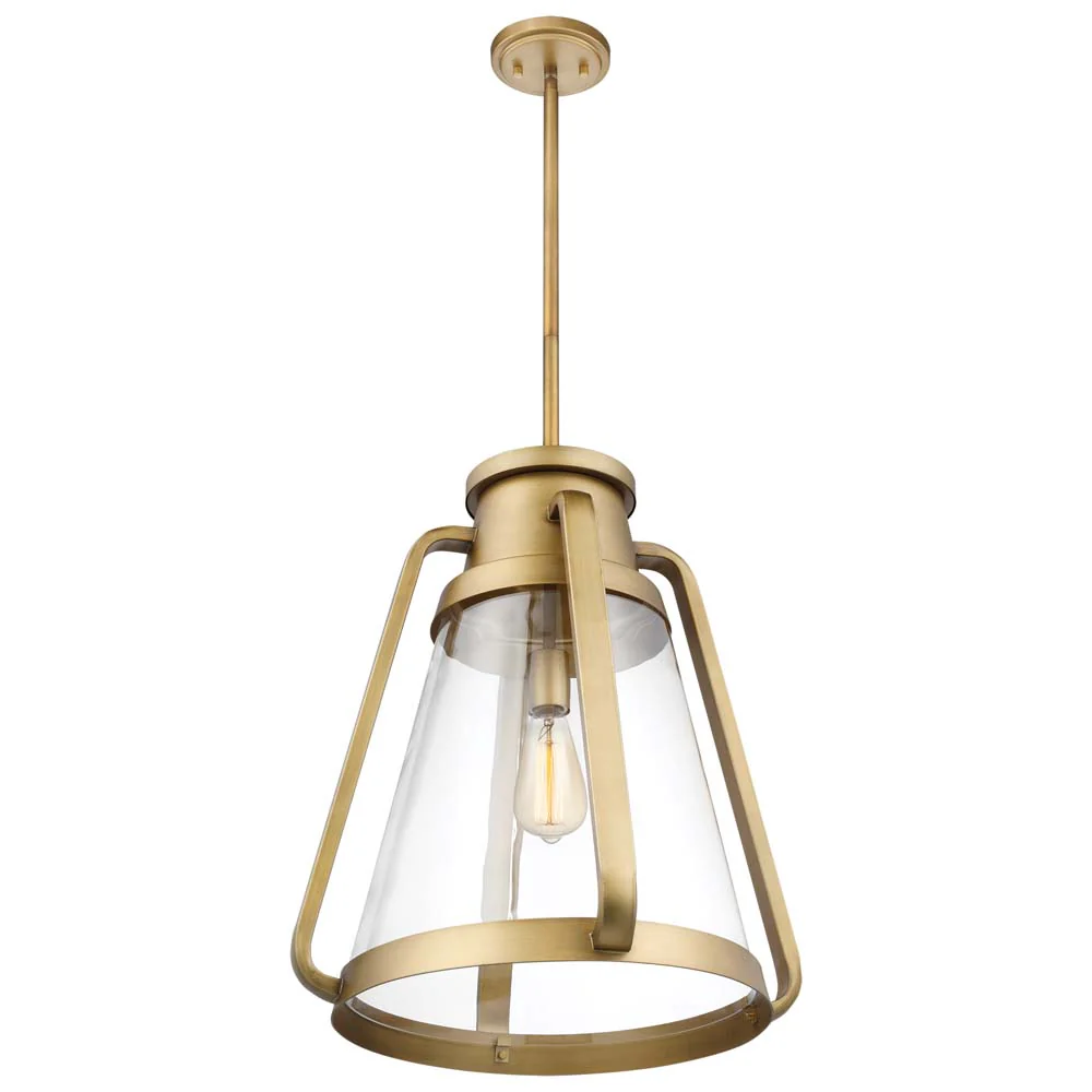 Everett 1-Light 18-in Pendant Natural Brass with Clear Glass - Image 4