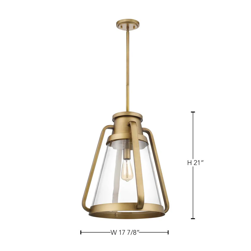 Everett 1-Light 18-in Pendant Natural Brass with Clear Glass - Image 7