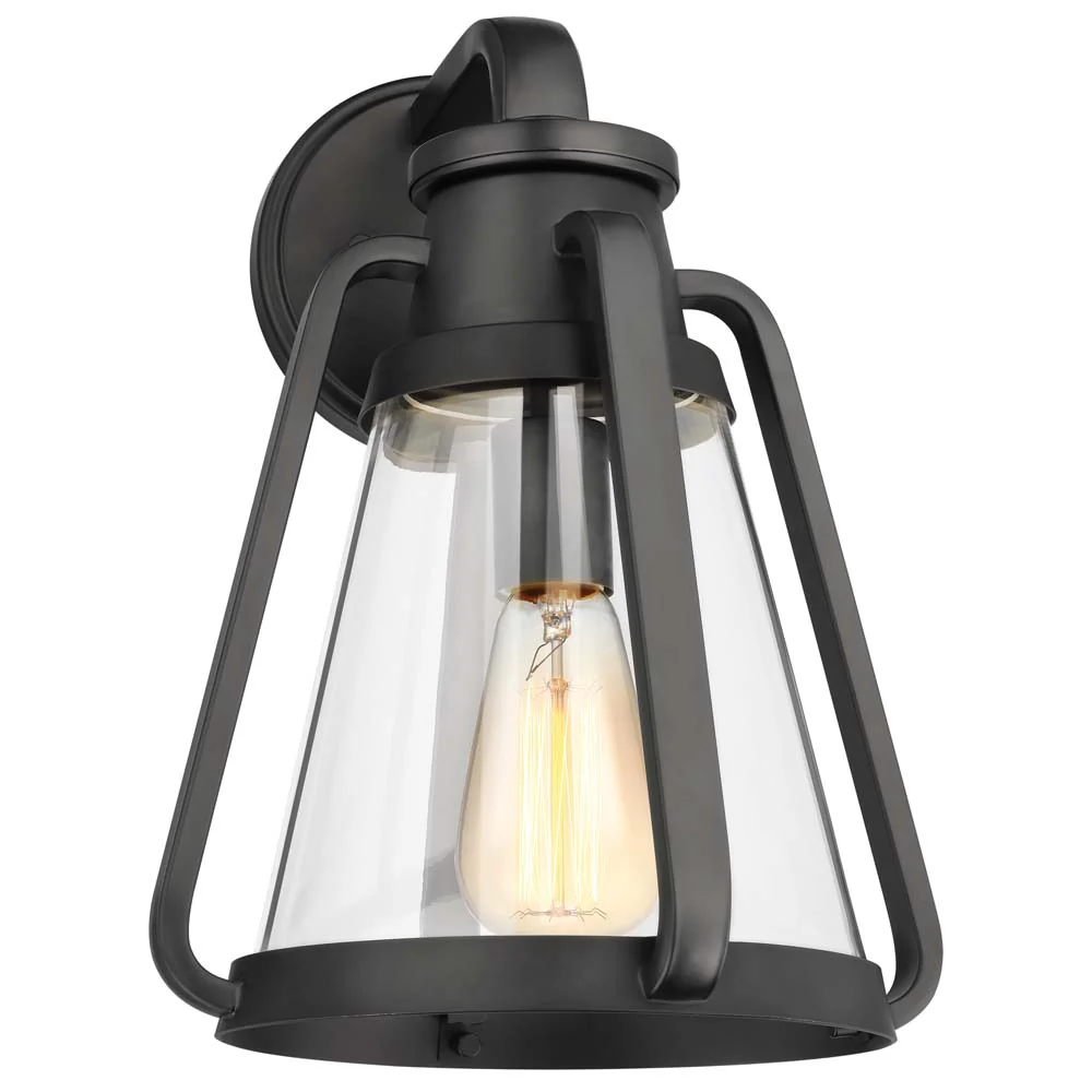 Everett 1-Light Large Wall Sconce Matte Black with Clear Glass - Image 3