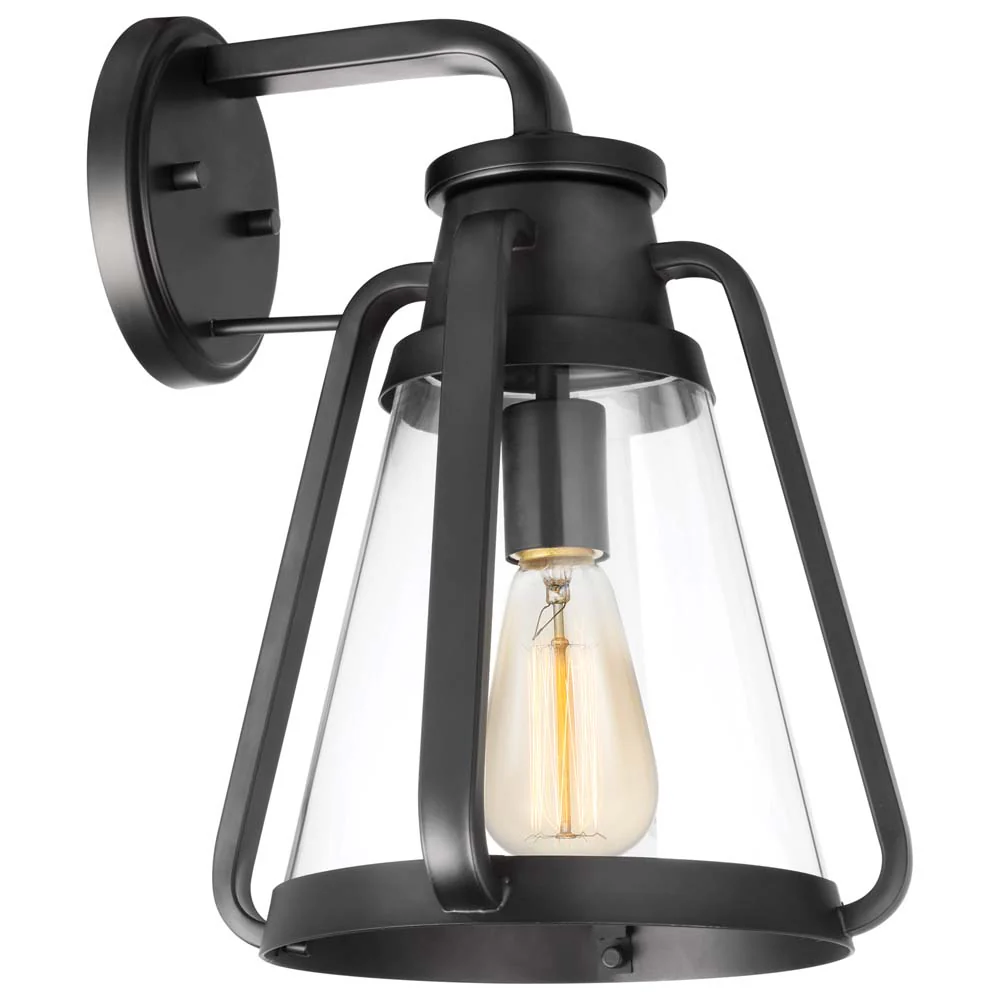Everett 1-Light Large Wall Sconce Matte Black with Clear Glass - Image 4