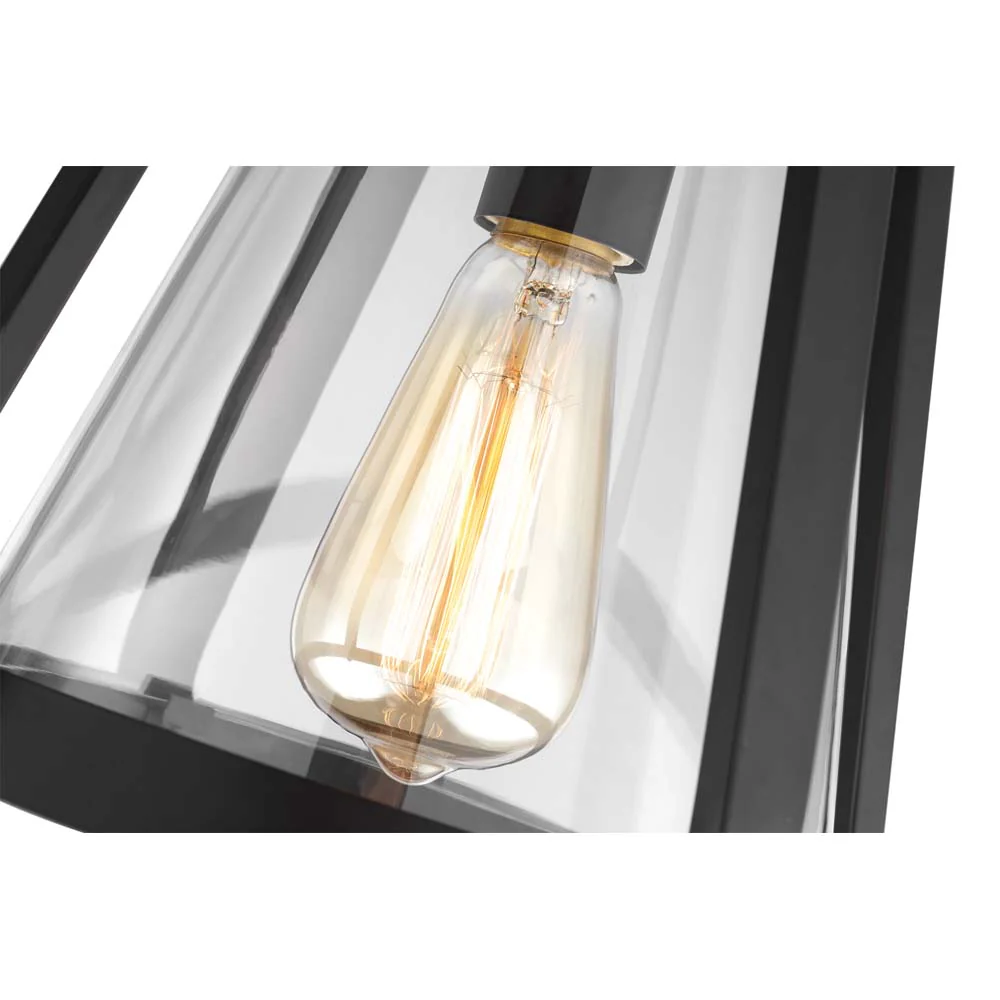 Everett 1-Light Large Wall Sconce Matte Black with Clear Glass - Image 5