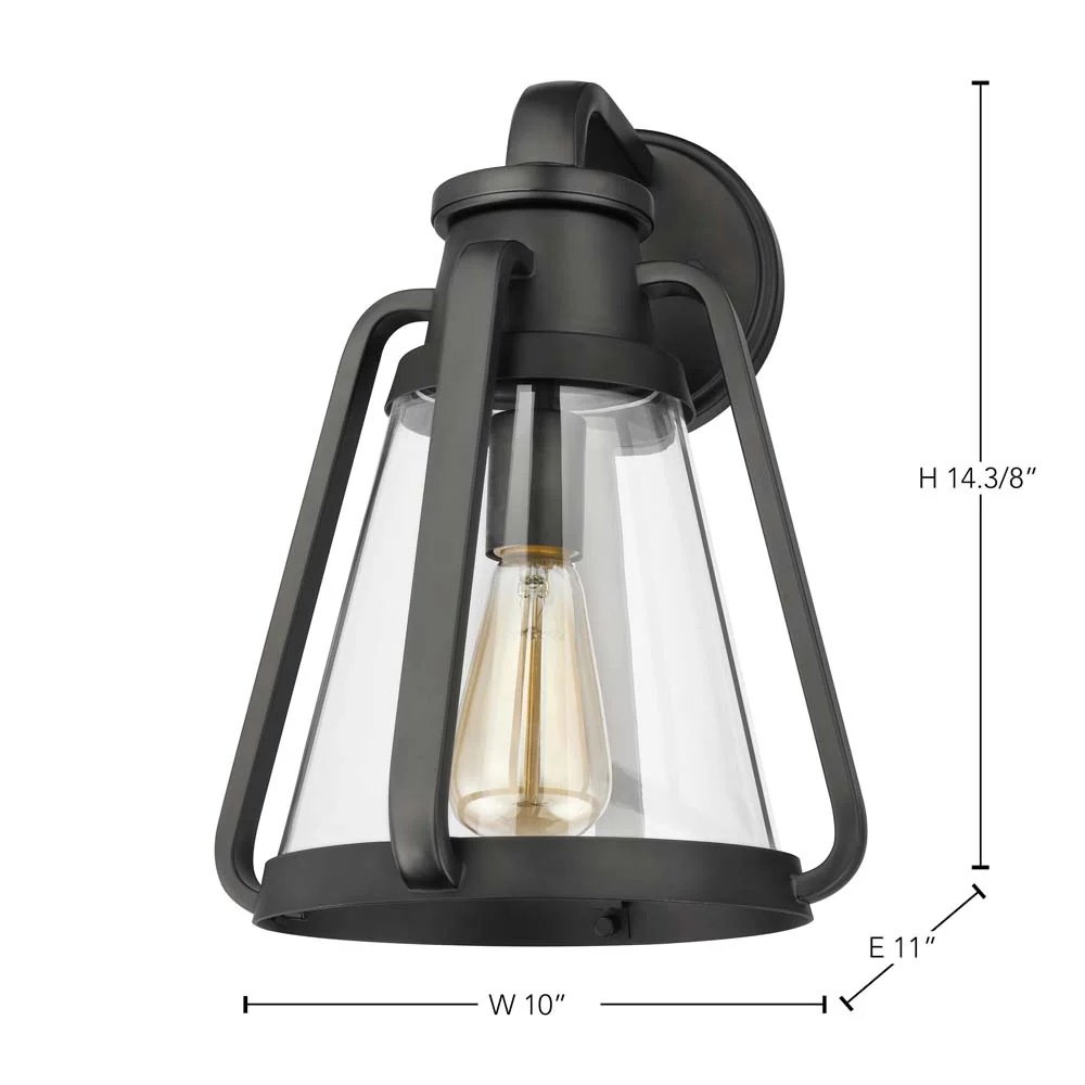 Everett 1-Light Large Wall Sconce Matte Black with Clear Glass - Image 7