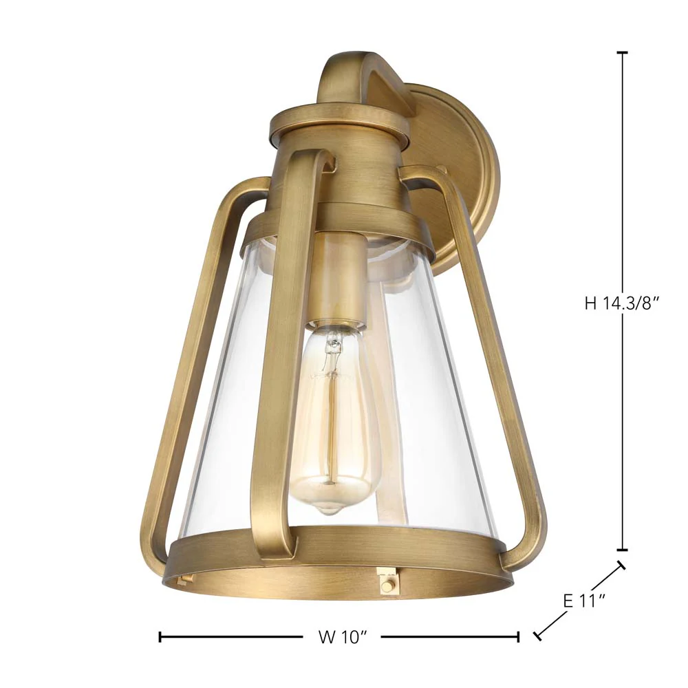Everett 1-Light Large Wall Sconce Natural Brass with Clear Glass - Image 7