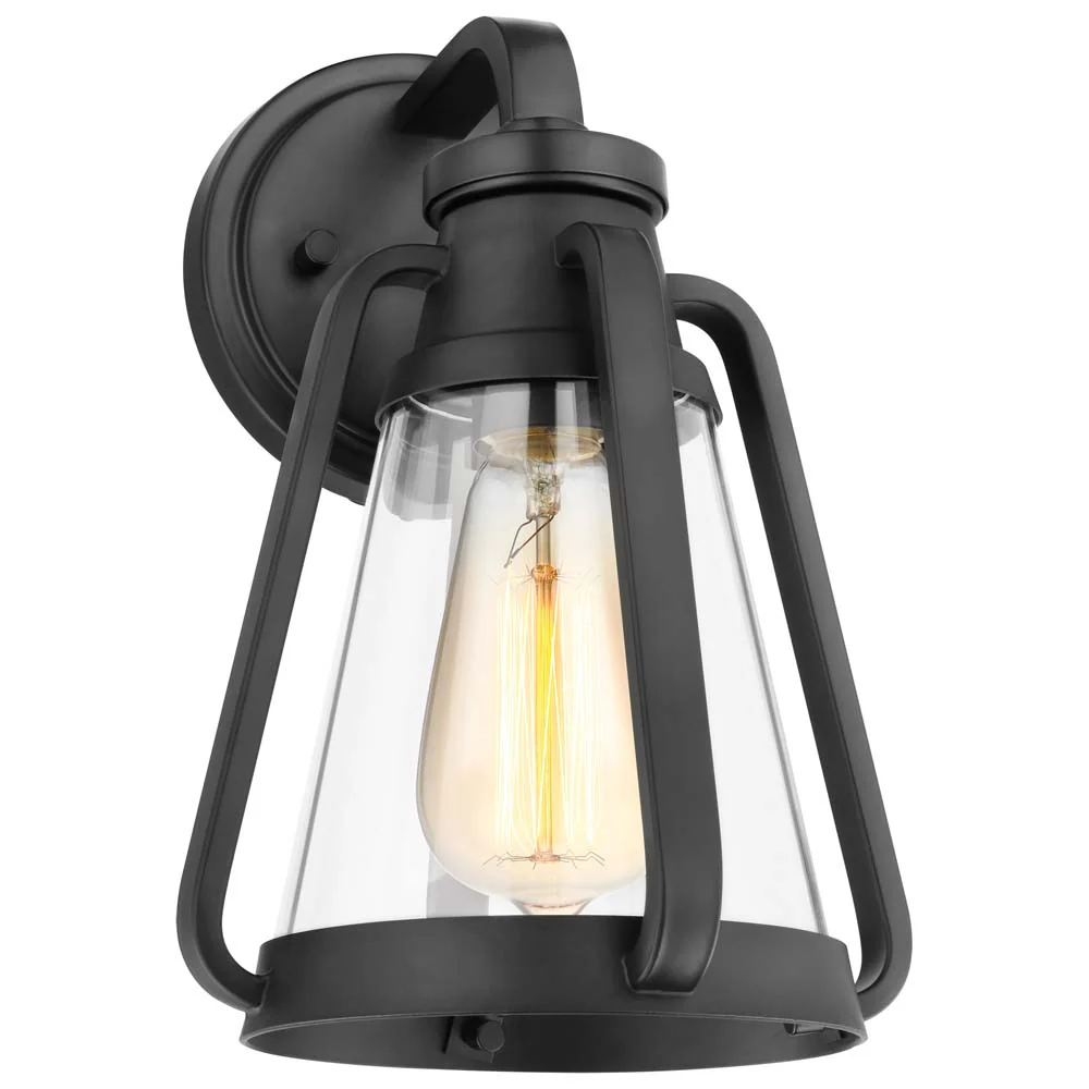 Everett 1-Light Small Wall Sconce Matte Black with Clear Glass - Image 2