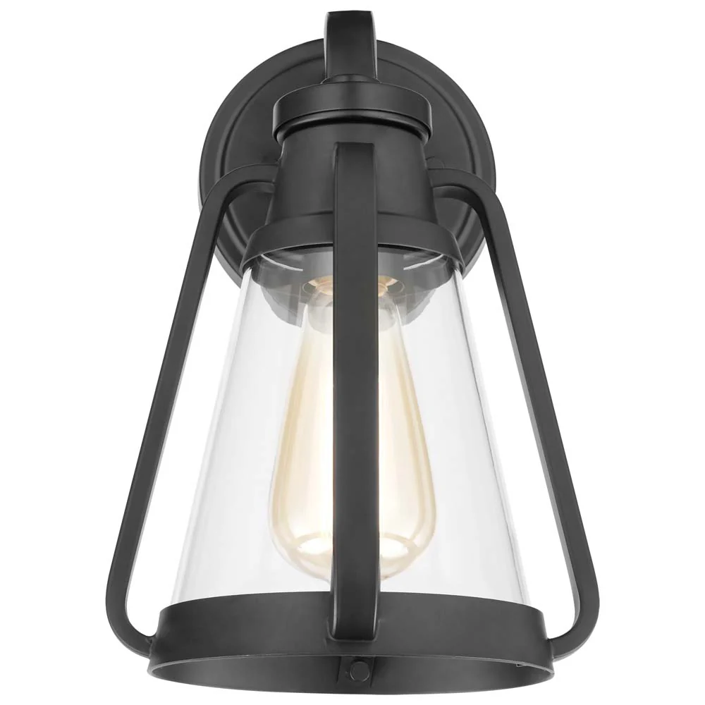Everett 1-Light Small Wall Sconce Matte Black with Clear Glass - Image 3