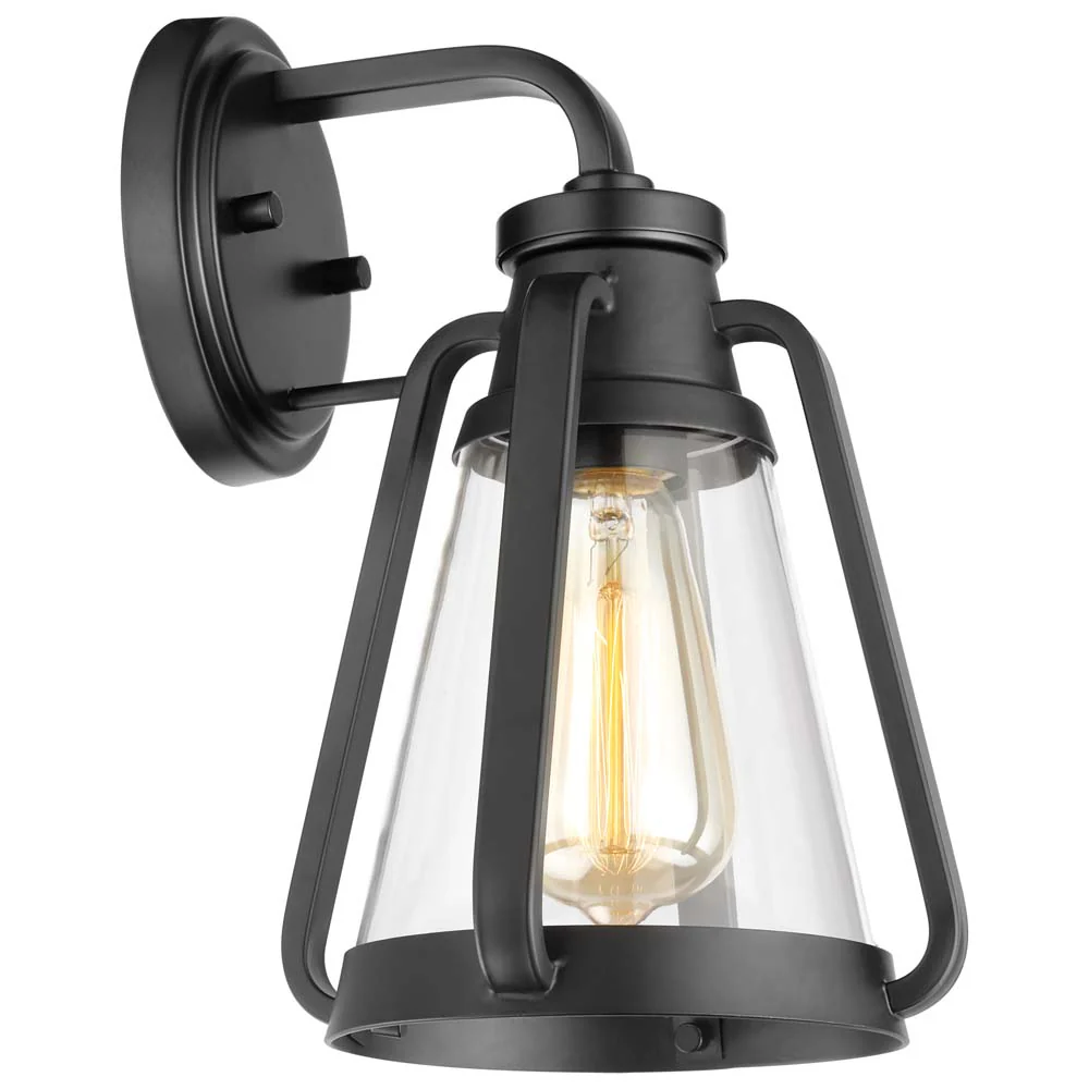 Everett 1-Light Small Wall Sconce Matte Black with Clear Glass - Image 4