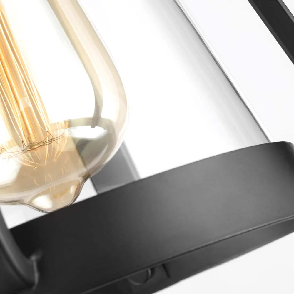 Everett 1-Light Small Wall Sconce Matte Black with Clear Glass - Image 6