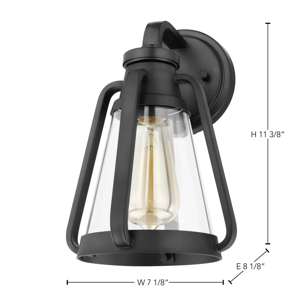 Everett 1-Light Small Wall Sconce Matte Black with Clear Glass - Image 7