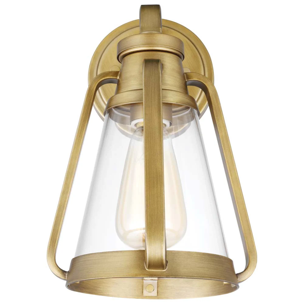 Everett 1-Light Small Wall Sconce Natural Brass with Clear Glass - Image 2