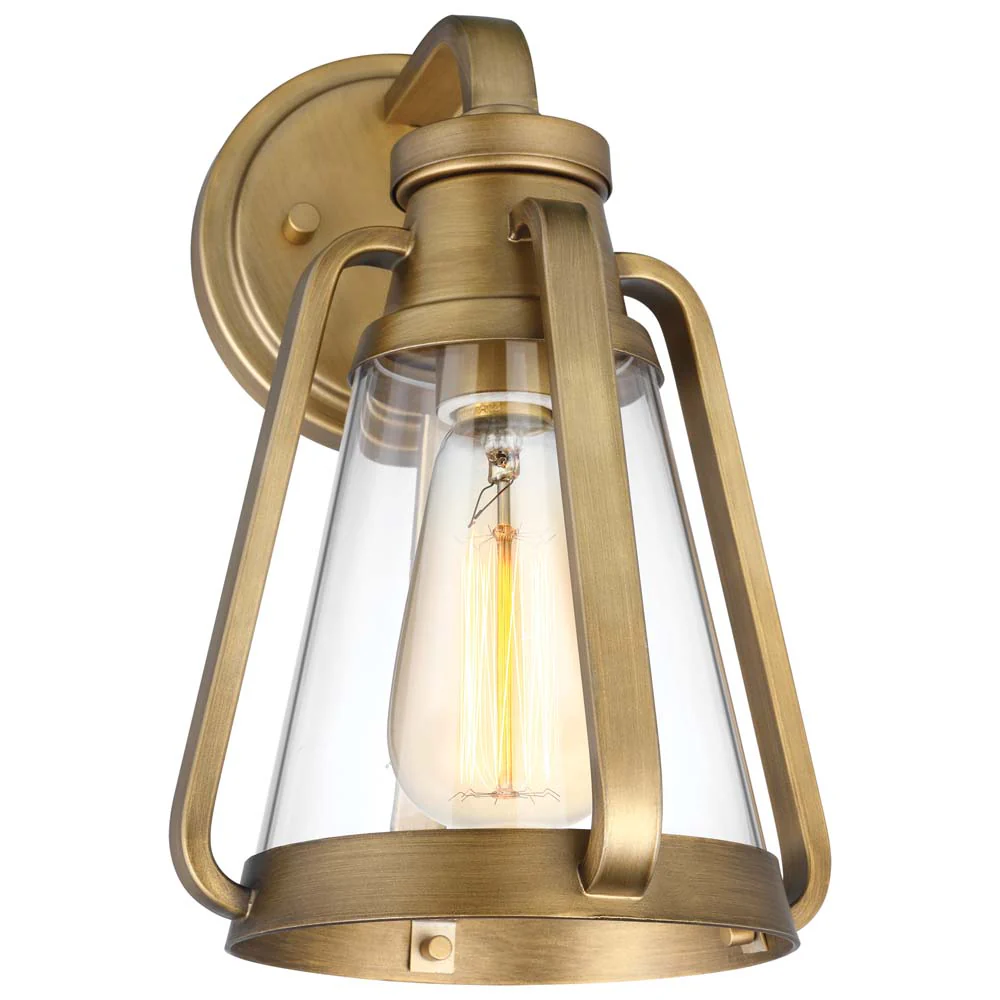 Everett 1-Light Small Wall Sconce Natural Brass with Clear Glass - Image 3