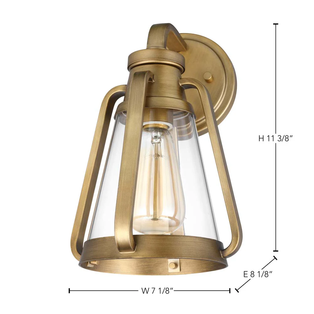 Everett 1-Light Small Wall Sconce Natural Brass with Clear Glass - Image 7
