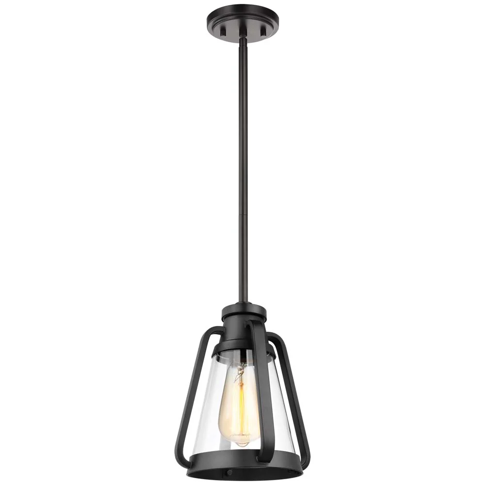Everett 7-in Mini Pendant Matte Black Finish with Clear Glass - Image 2