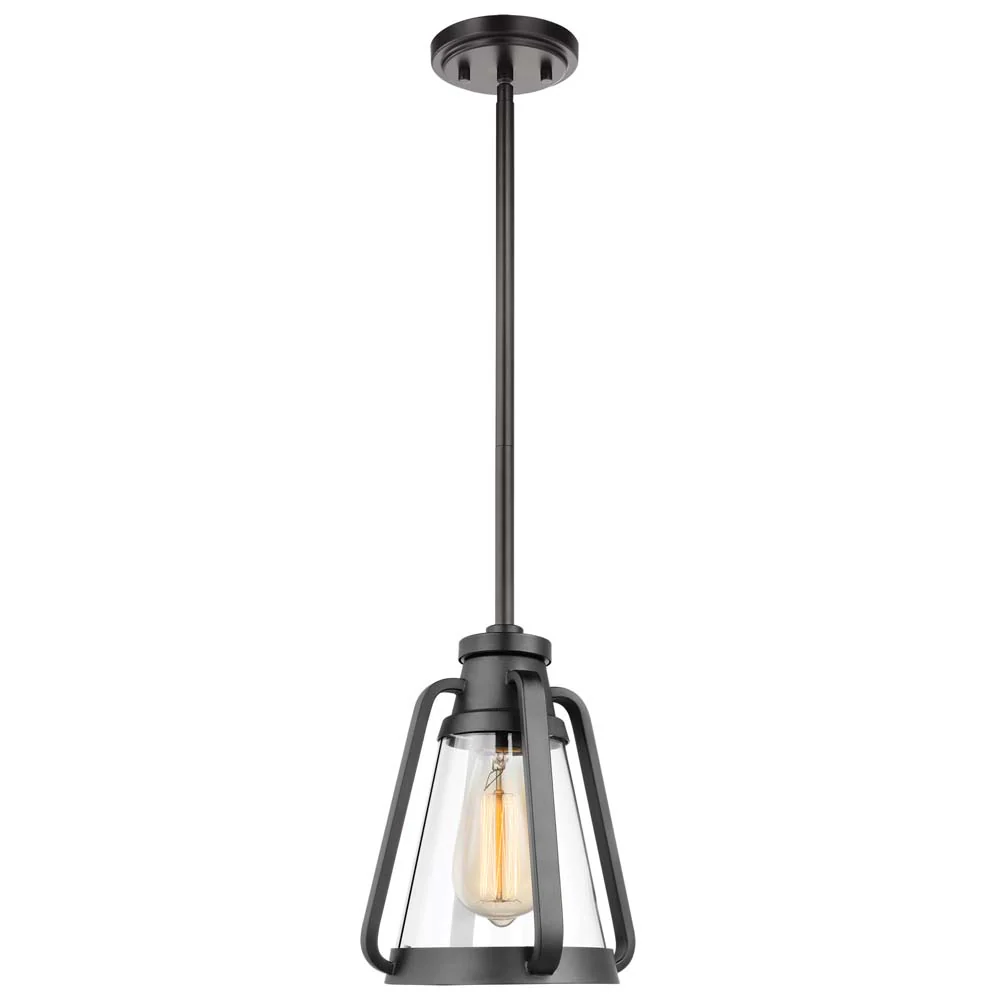 Everett 7-in Mini Pendant Matte Black Finish with Clear Glass - Image 3