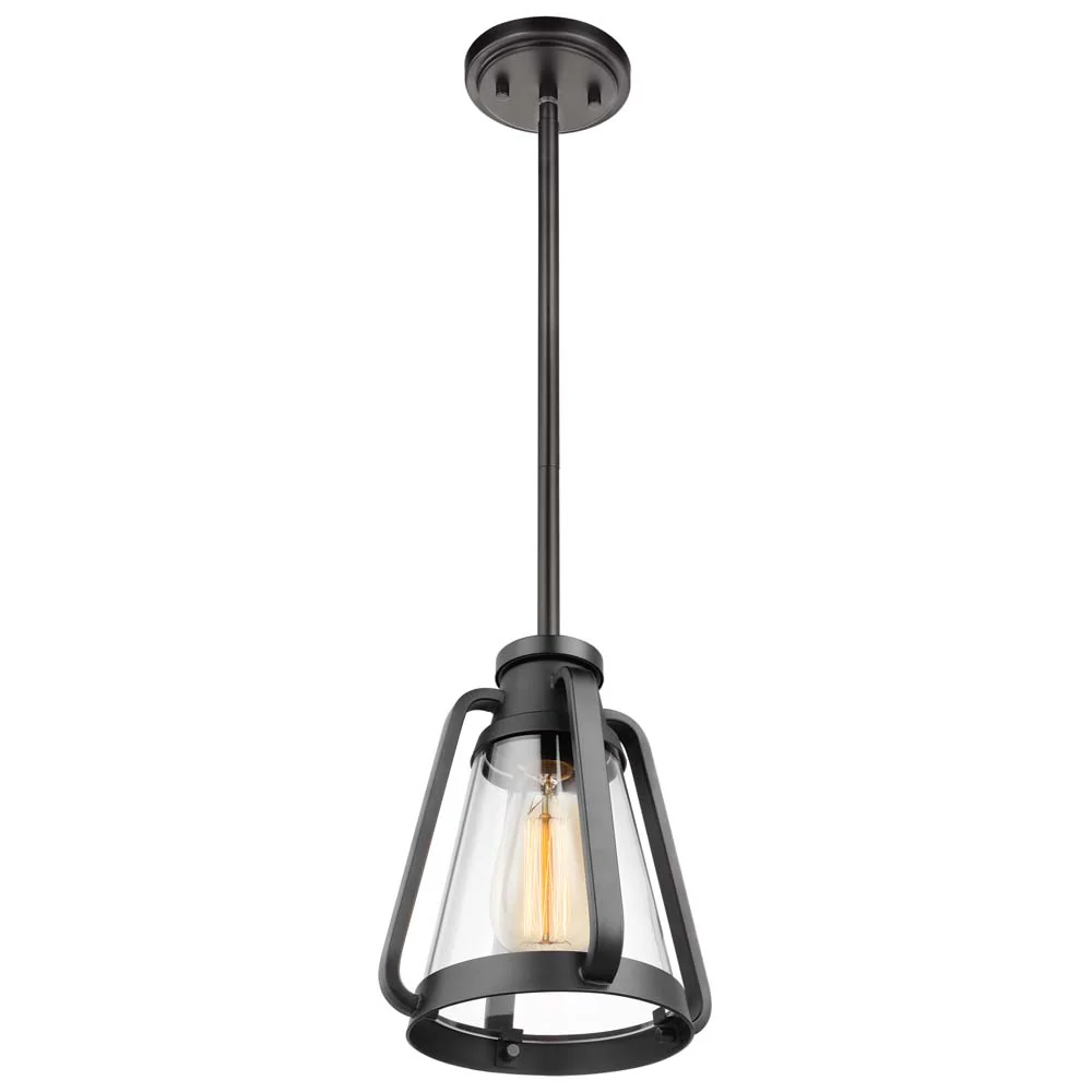 Everett 7-in Mini Pendant Matte Black Finish with Clear Glass - Image 4