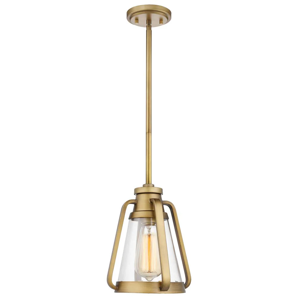 Everett 7-in Mini Pendant Natural Brass Finish with Clear Glass - Image 2