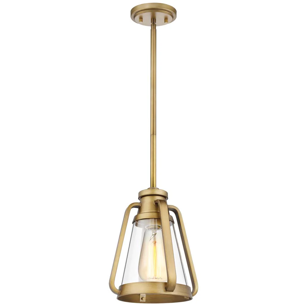 Everett 7-in Mini Pendant Natural Brass Finish with Clear Glass - Image 3