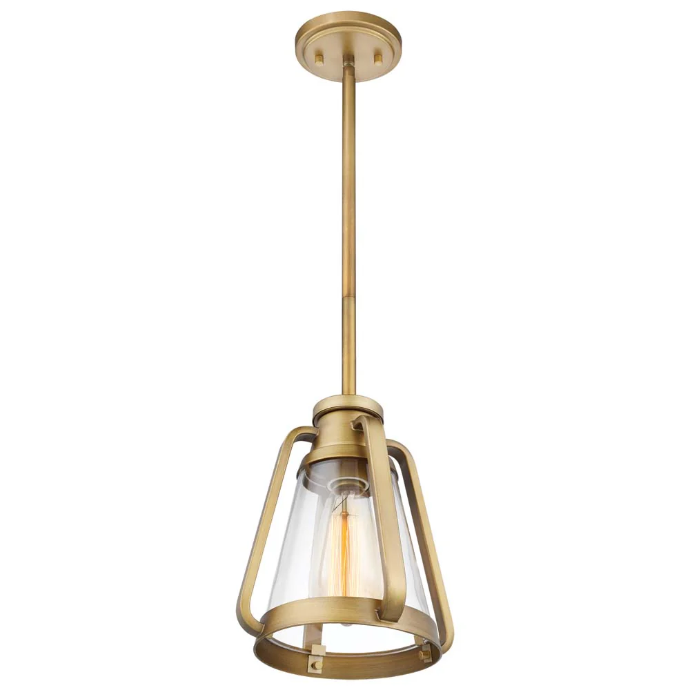 Everett 7-in Mini Pendant Natural Brass Finish with Clear Glass - Image 4