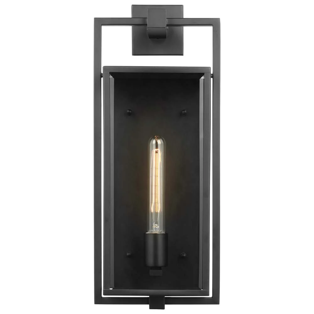 Exhibit Large Wall Lantern Matte Black w/ Clear Beveled Glass - Image 2