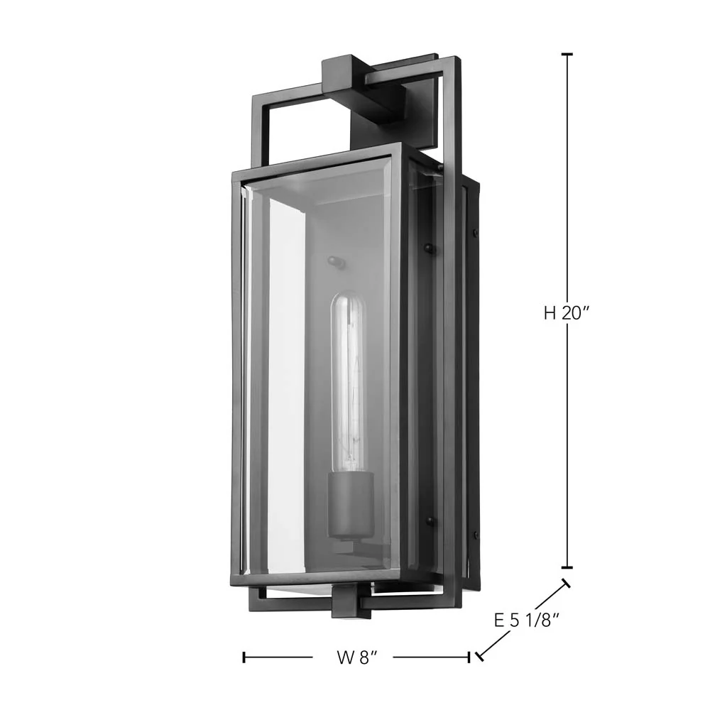 Exhibit Large Wall Lantern Matte Black w/ Clear Beveled Glass - Image 7