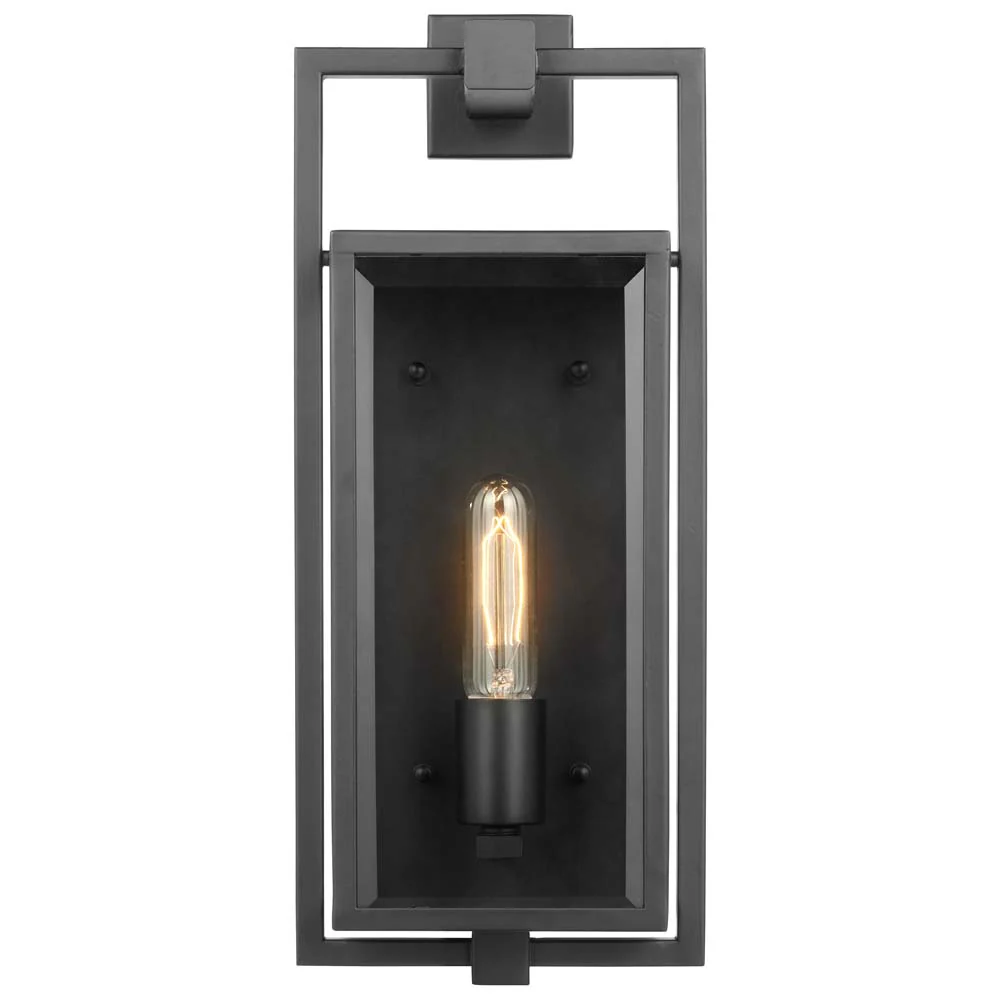 Exhibit Medium Wall Lantern Matte Black w/ Clear Beveled Glass - Image 2