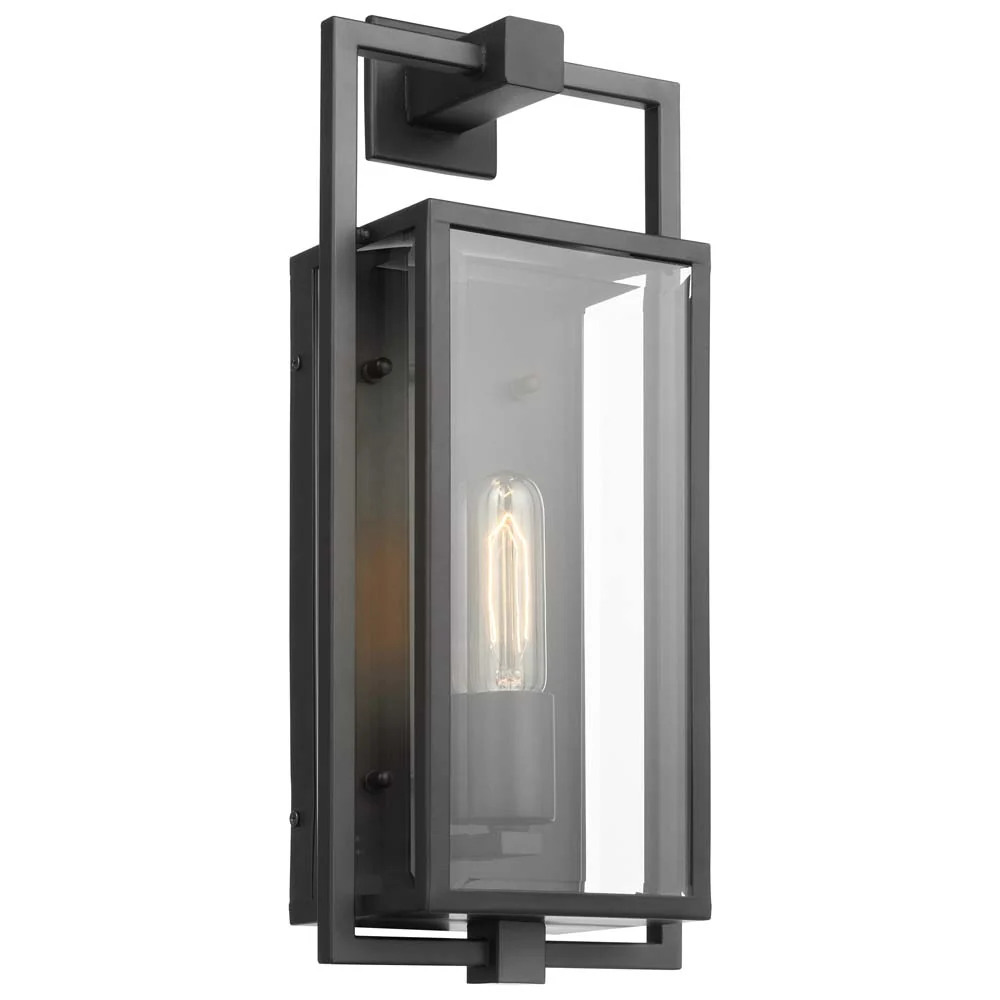 Exhibit Medium Wall Lantern Matte Black w/ Clear Beveled Glass - Image 3