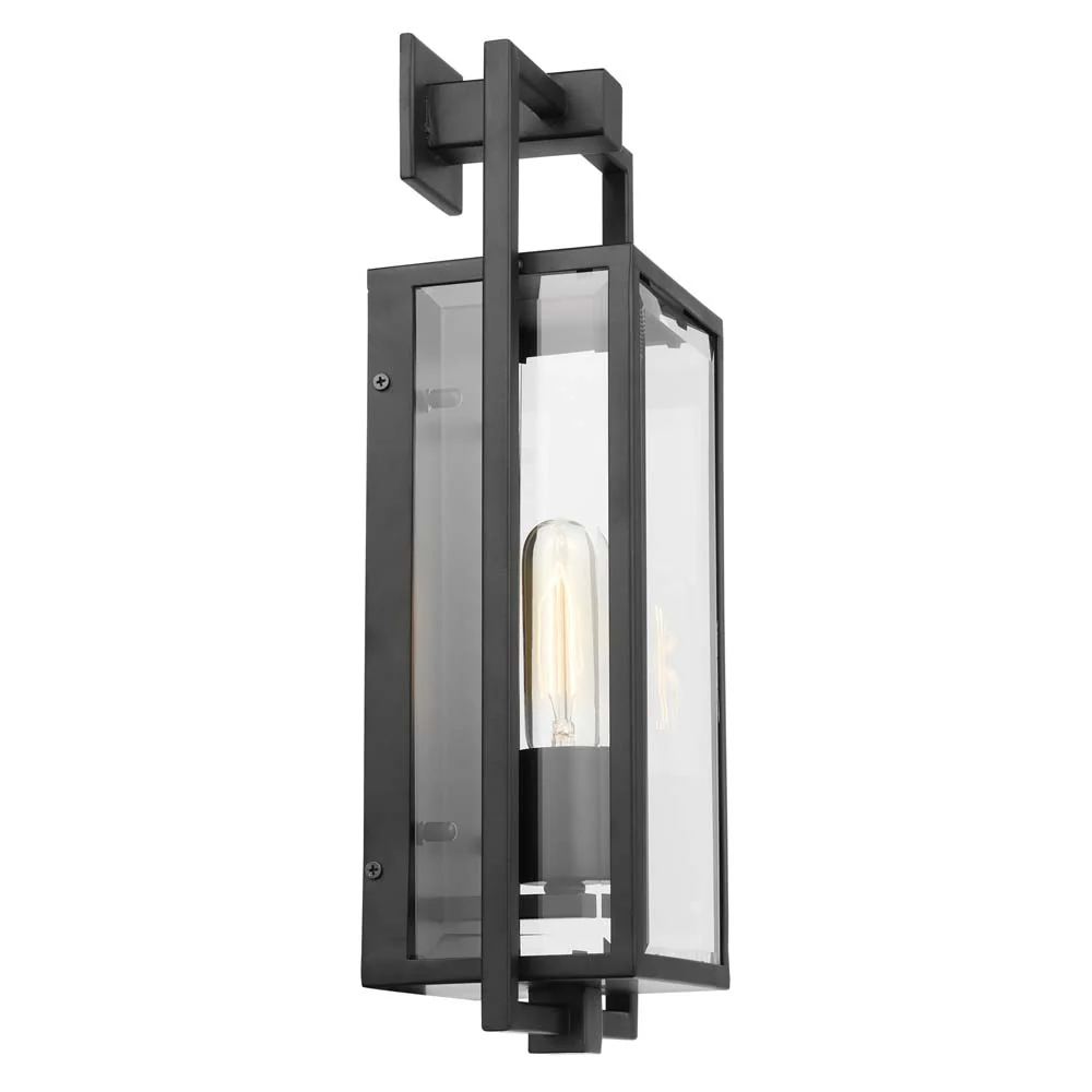 Exhibit Medium Wall Lantern Matte Black w/ Clear Beveled Glass - Image 4