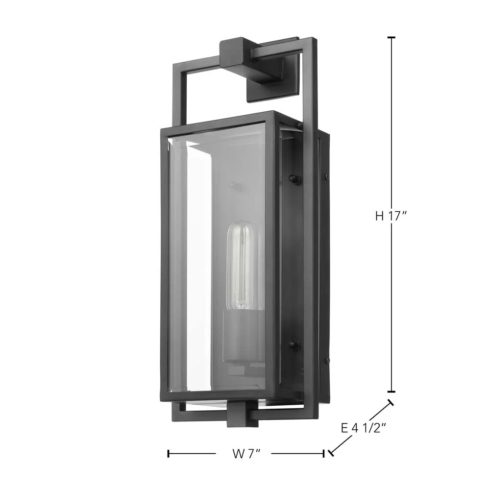 Exhibit Medium Wall Lantern Matte Black w/ Clear Beveled Glass - Image 7