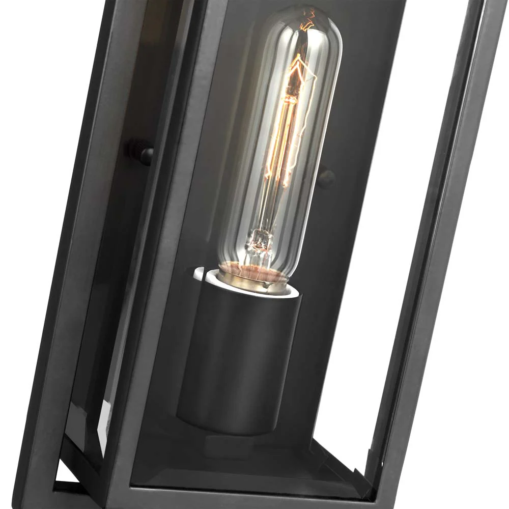 Exhibit Small Wall Lantern Matte Black w/ Clear Beveled Glass - Image 6