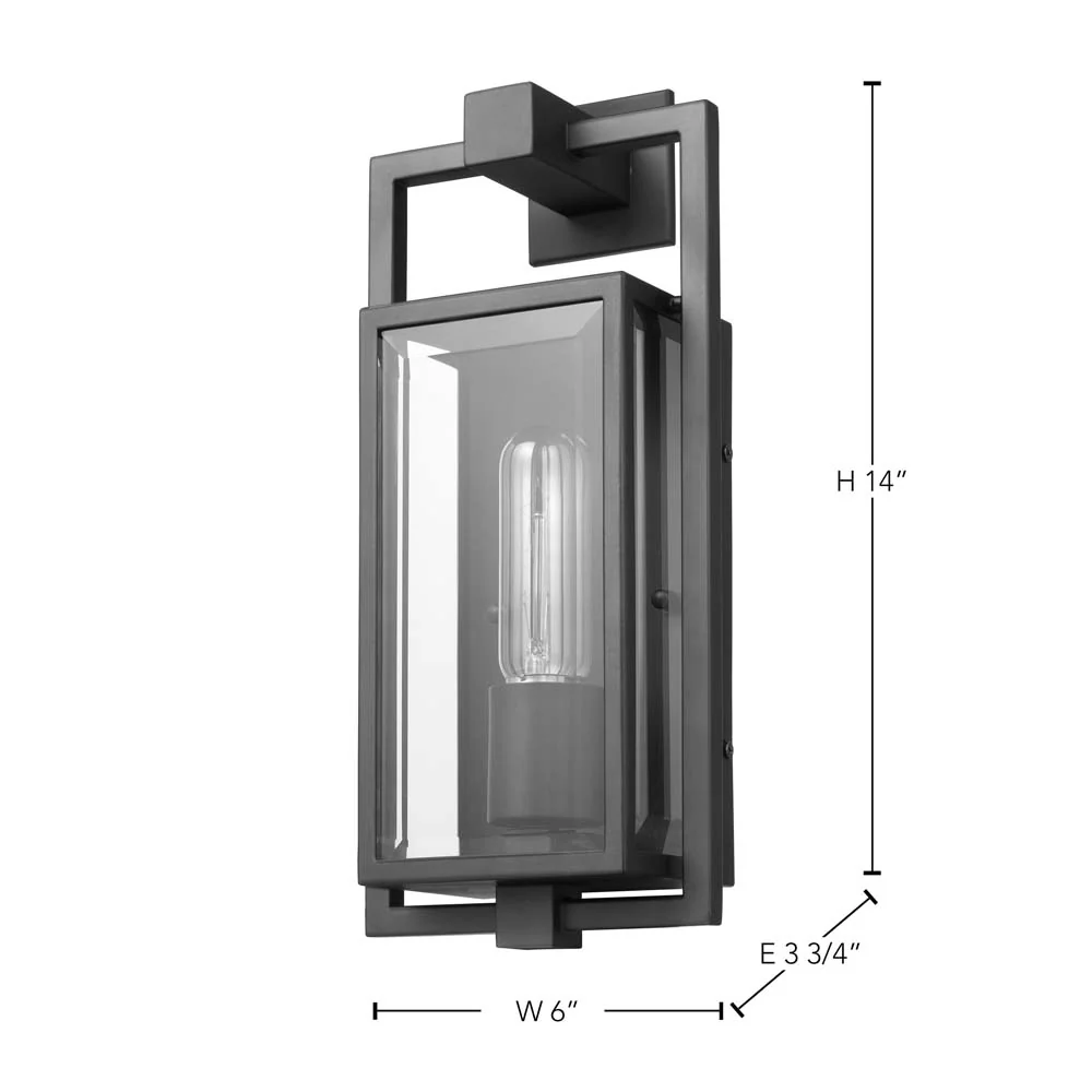 Exhibit Small Wall Lantern Matte Black w/ Clear Beveled Glass - Image 8