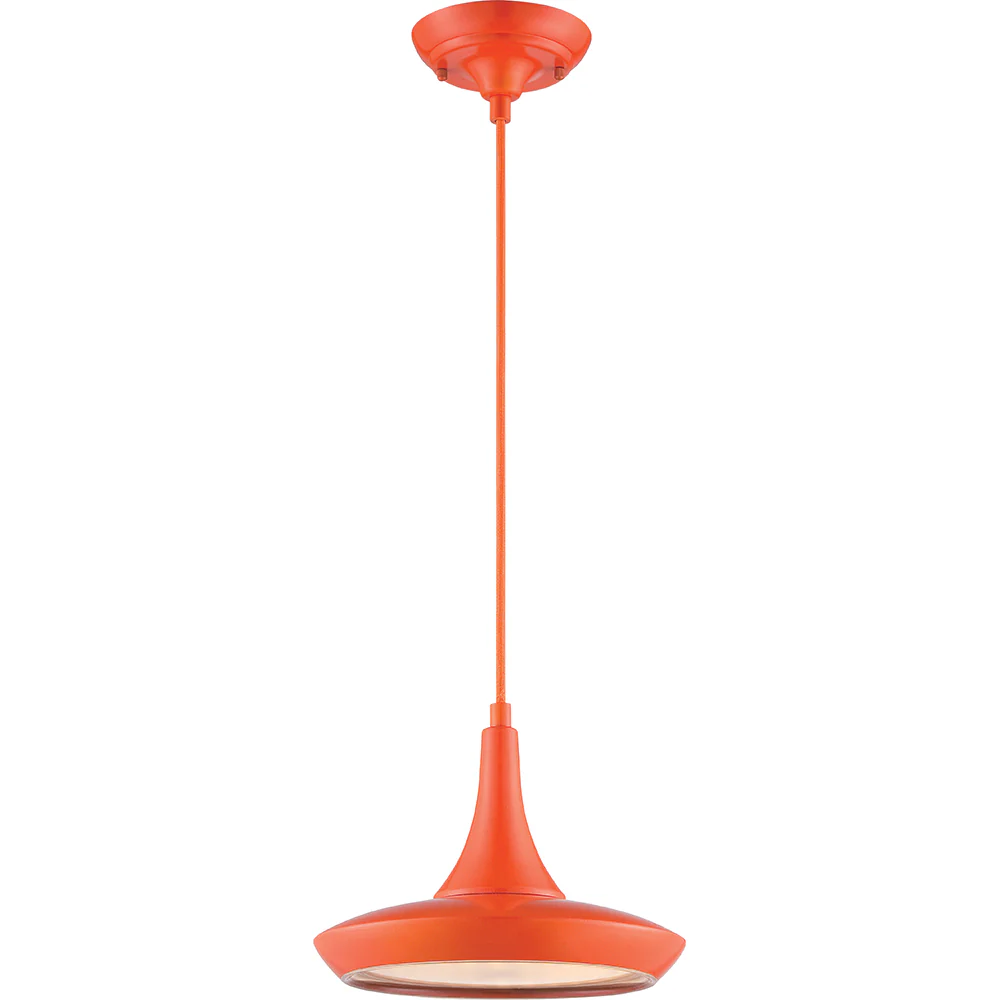 Nuvo Fantom LED Colored Pendant Light w/ Rayon Cord wire in Orange Finish