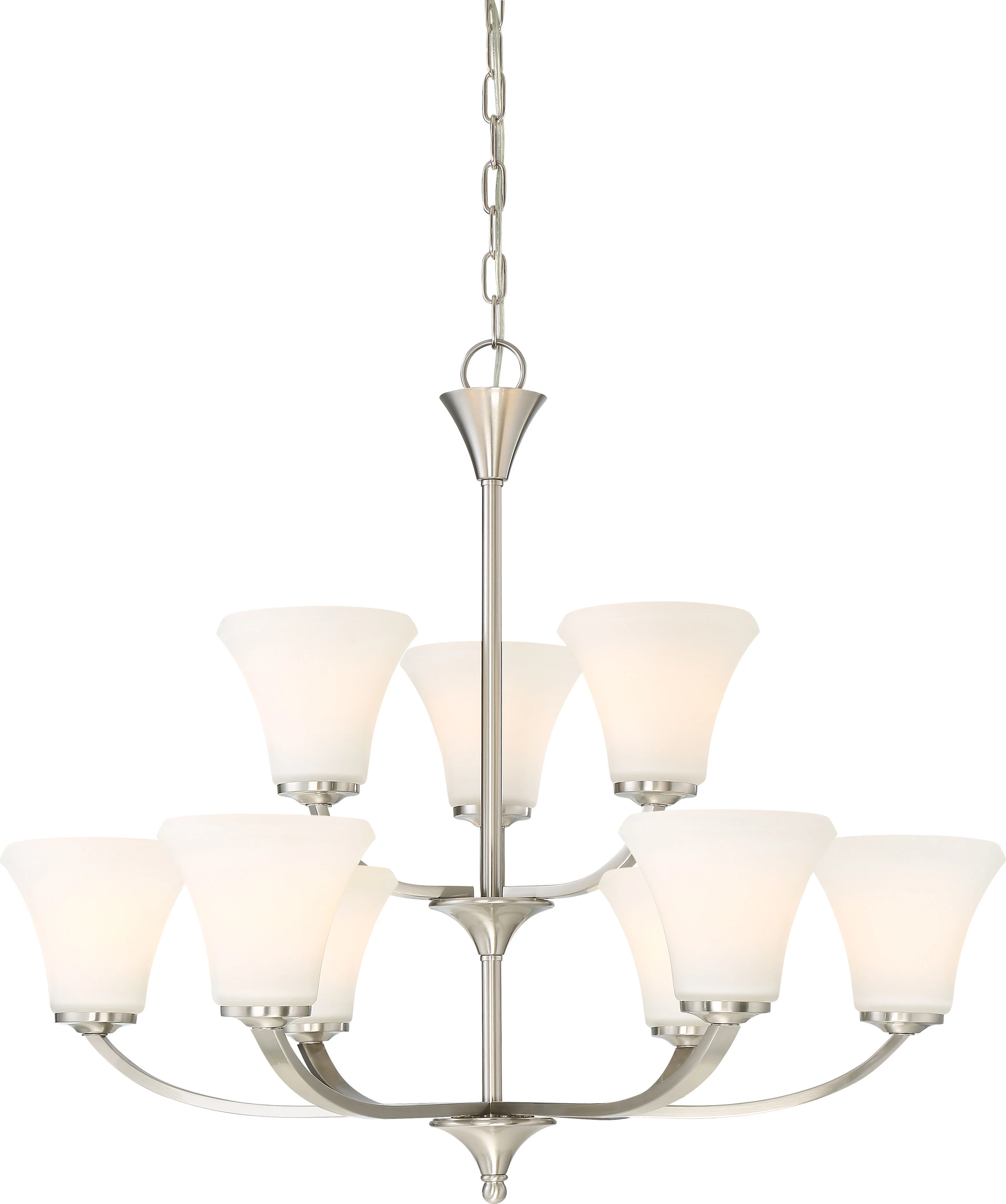 Fawn 9-Light Hanging Mounted Chandelier Light Fixture in Brushed Nickel Finish