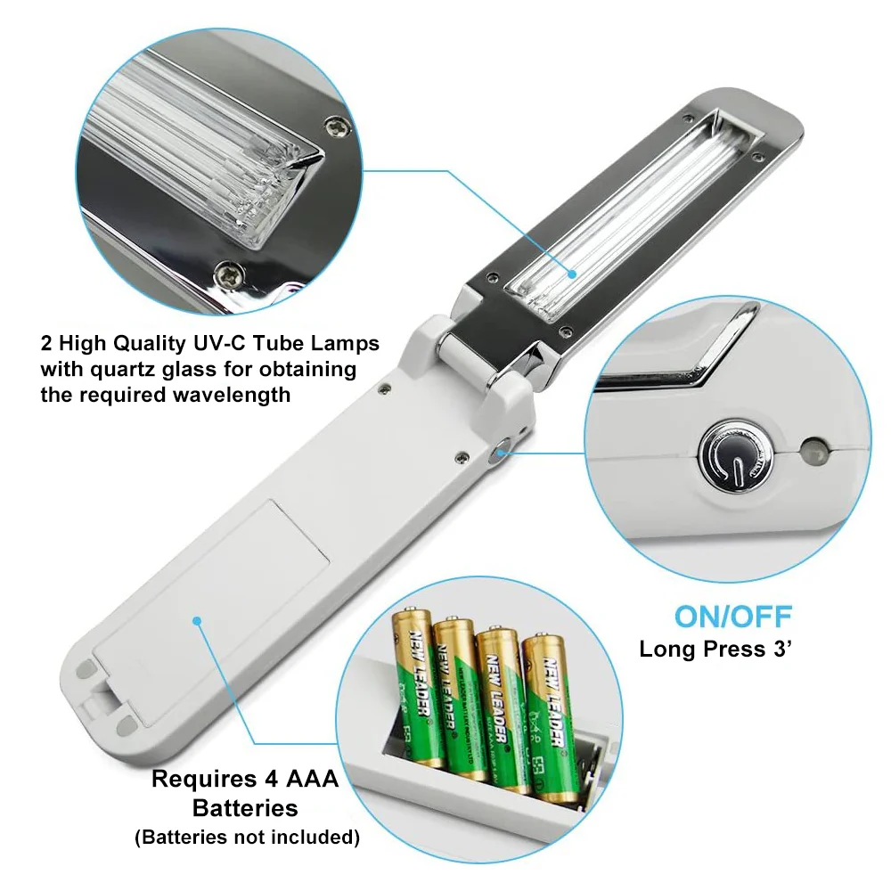 Foldable Mini UV-C Sanitizer Travel Wand - Portable UV-C Disinfection Lamp - Image 3