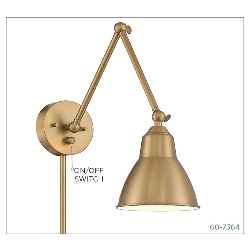 Fulton Swing Arm Lamp Burnished Brass w/ Switch 120v - Image 6