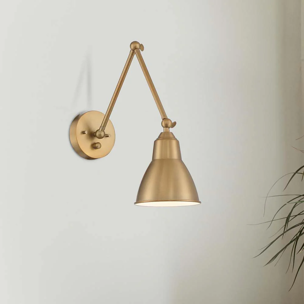 Fulton Swing Arm Lamp Burnished Brass w/ Switch 120v - Image 8